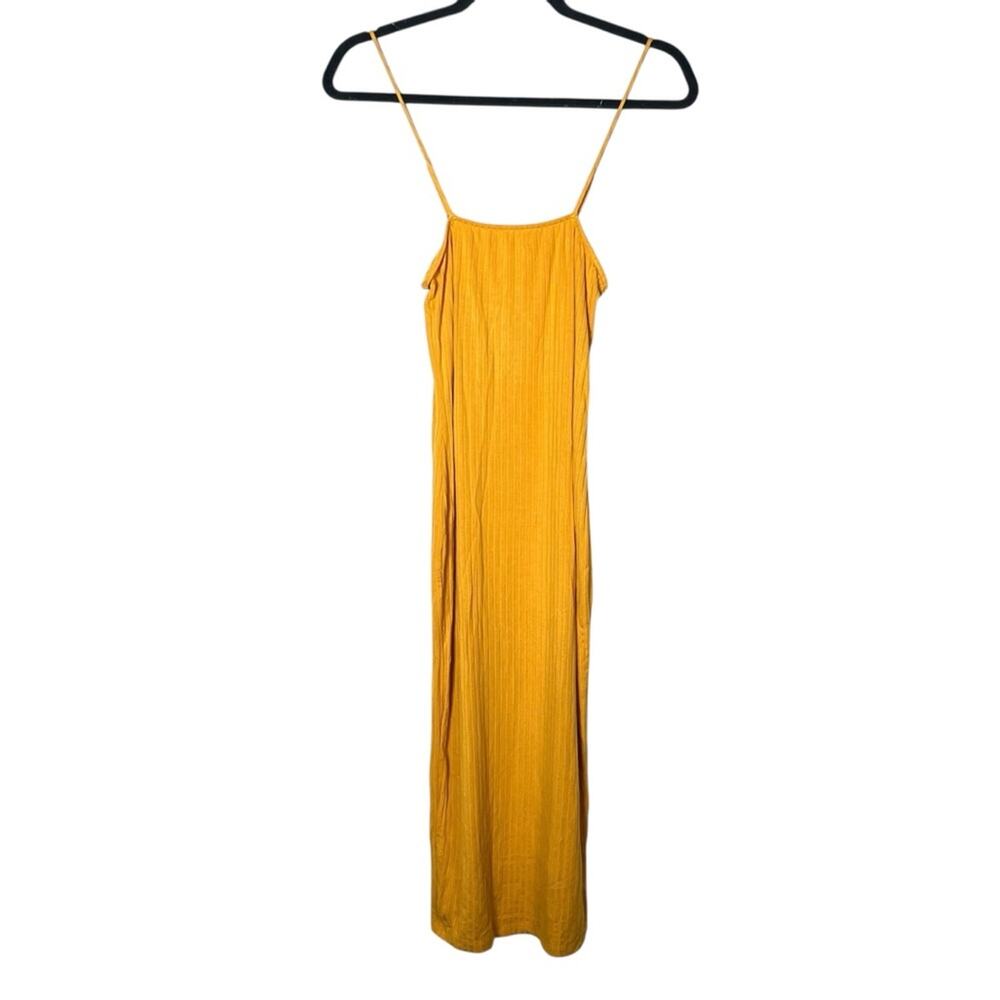 Heart & Hips yellow casual ribbed midi sheath dress size small S B164